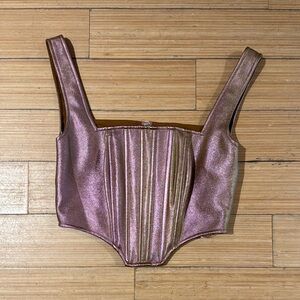 NWT NICHOLAS Revolve Metallic Pink Crop Pia Top